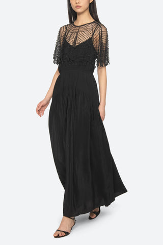 Carlotta Beaded Maxi Dress in Black