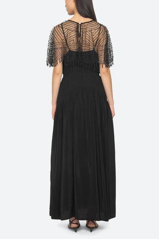Carlotta Beaded Maxi Dress in Black