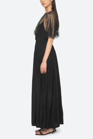 Carlotta Beaded Maxi Dress in Black