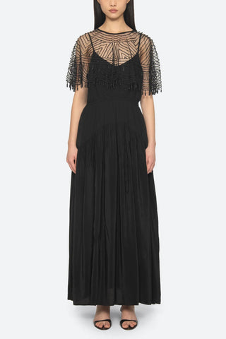 Carlotta Beaded Maxi Dress in Black