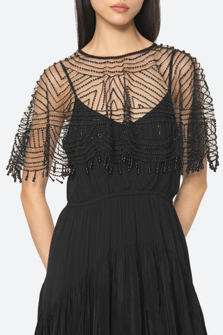 Carlotta Beaded Maxi Dress in Black