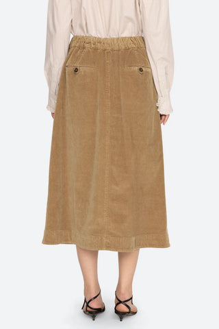 Garrett Corduroy Midi Skirt in Khaki