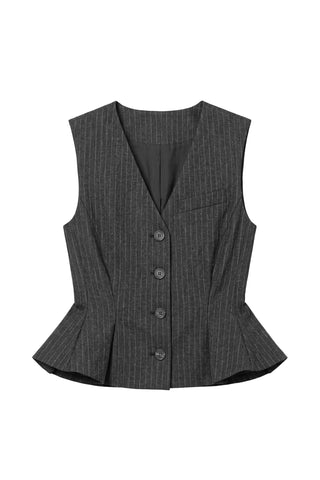 Johanna Pinstripe Vest in Gray