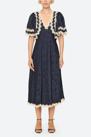 Shay Midi Dress in Navy