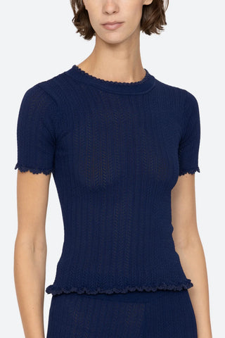 Abbie Knit Tee in Navy