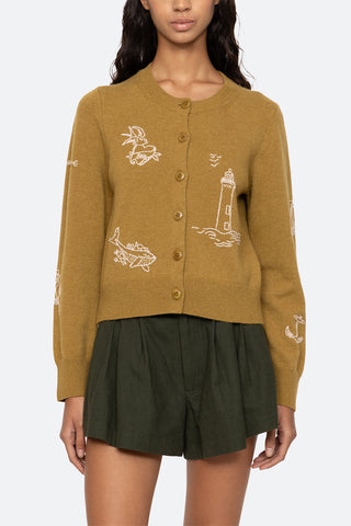 Clyde Lighthouse Cardigan in Ochre