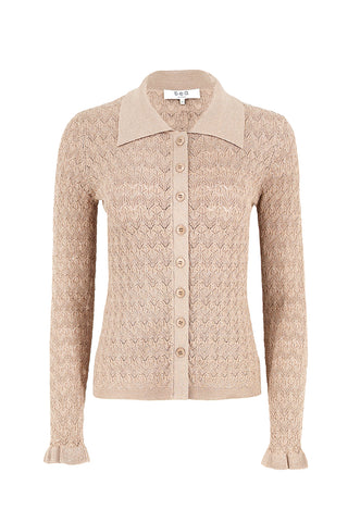 Ruby Long Sleeve Polo in Champagne