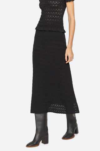 Rue Knit Midi Skirt in Black