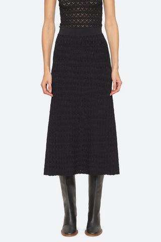Rue Knit Midi Skirt in Black