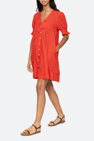 Zora Button Down Dress in Chili