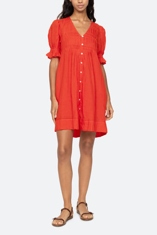 Zora Button Down Dress in Chili