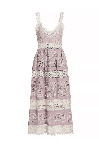 Joah Embroidery Midi Dress in Lilac