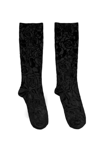 Devore Print Knee Socks in Black