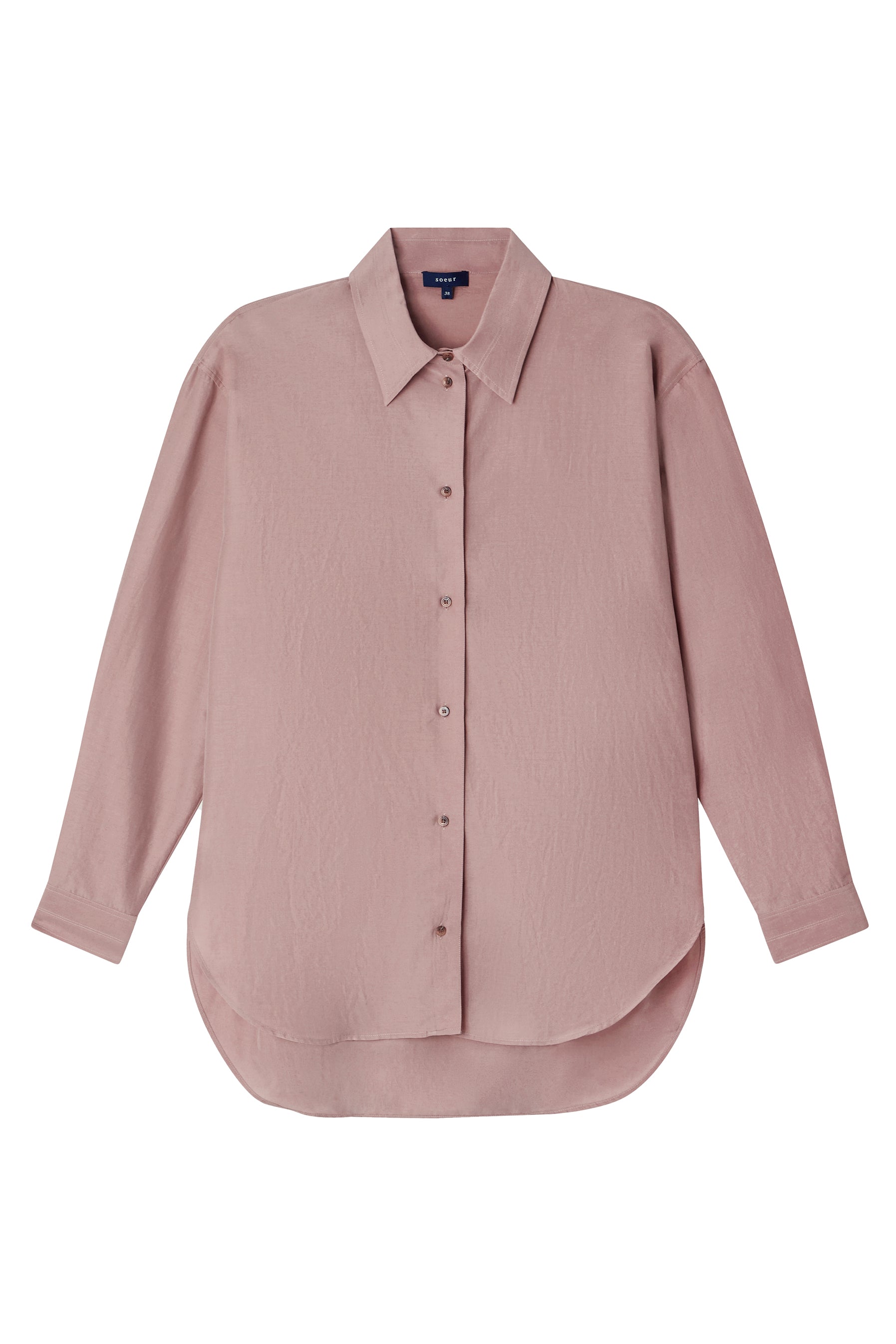 【SATIIIZ】Turn Shoulder Button Damage Long Sleeve T-shirt ZYTECO Men's Dress Shirt Satin Long Sleeve Button Down Slim