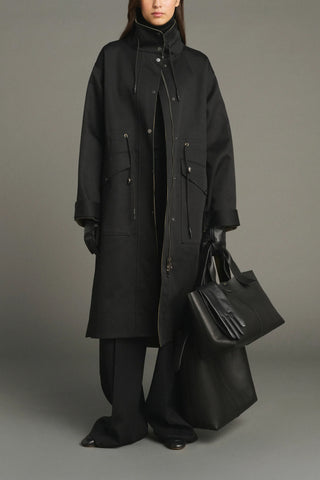 Luce Coat in Noir/Beige
