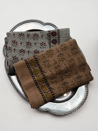 Foular Wool Scarf in Taupe Chine/Kaki