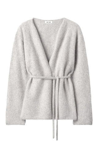 Brushed Cardigan in Light Grey