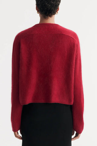 Brushed Crewneck in Lipstick Red