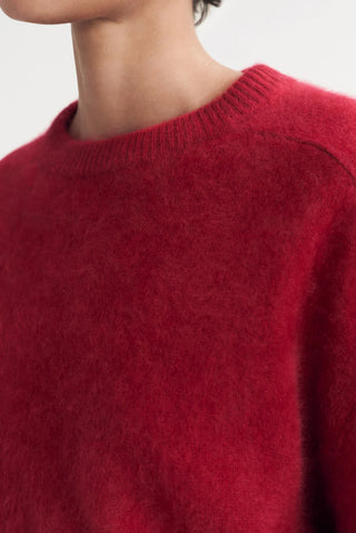 Brushed Crewneck in Lipstick Red