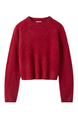 Brushed Crewneck in Lipstick Red