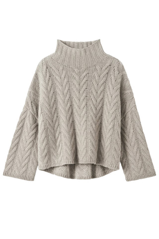 Cable Knit Turtleneck in Greige