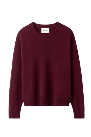 Cashmere Boyfriend Crewneck in Bordeaux
