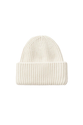 Ribbed Beanie in Feather White