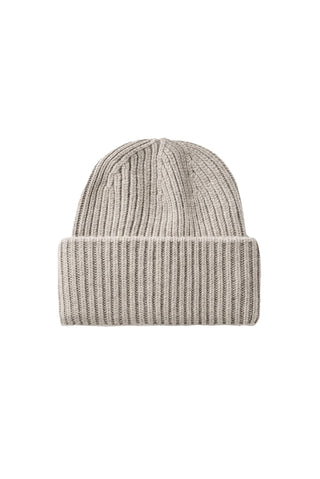 Ribbed Beanie in Greige