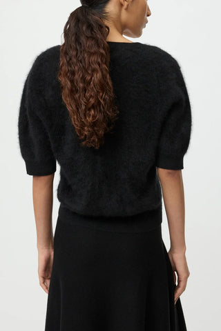 Brushed V Neck T-Shirt in Black