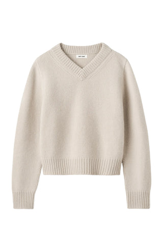 Cashmere Chunky V-Neck in Chalk