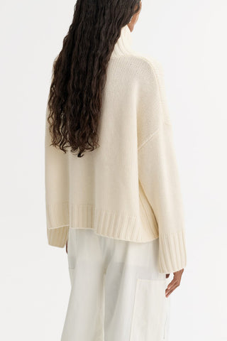 Girlfriend Turtleneck in Feather White
