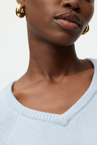 Oversized V Neck in Ice Blue