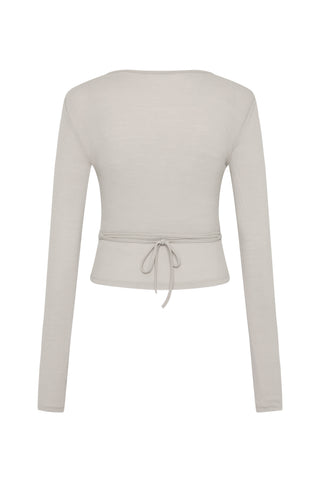 Baby Wool Wrap Top in Soft Ash