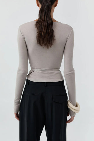 Baby Wool Wrap Top in Soft Ash
