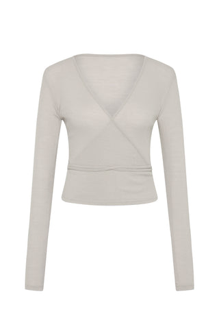 Baby Wool Wrap Top in Soft Ash