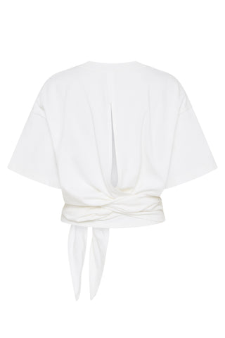 Cotton Jersey Split Back Tee in White