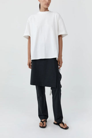 Cotton Jersey Split Back Tee in White