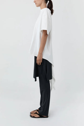 Cotton Jersey Split Back Tee in White