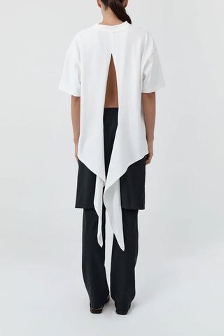 Cotton Jersey Split Back Tee in White
