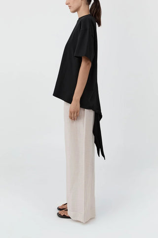 Cotton Jersey Split Back Tee in Black