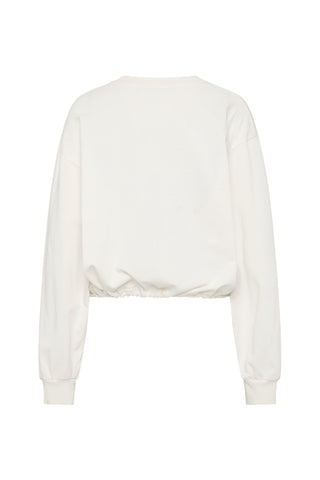Drawstring Long Sleeve Top in Off White