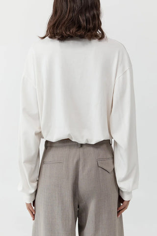 Drawstring Long Sleeve Top in Off White