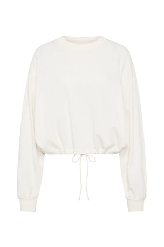 Drawstring Long Sleeve Top in Off White