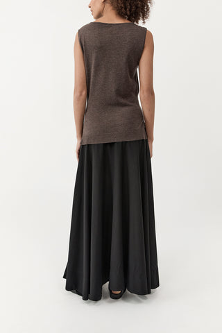 Fine Merino Tie Waist Top in Mulch