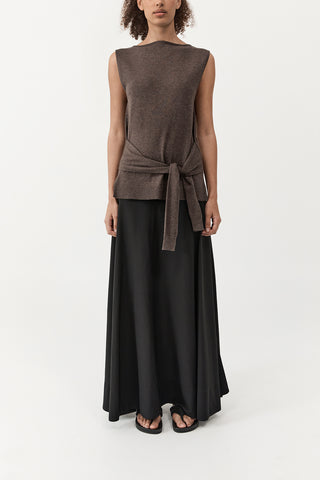 Fine Merino Tie Waist Top in Mulch