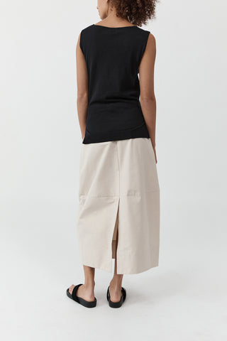 Fine Merino Tie Waist Top in Black