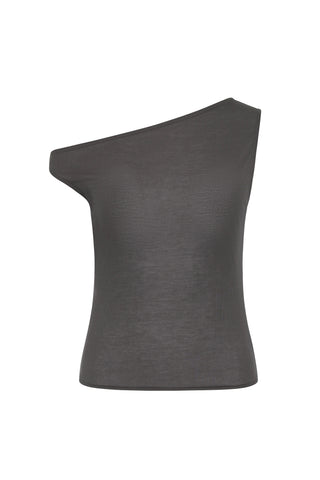 Fine Jersey Asymm Top in Soot
