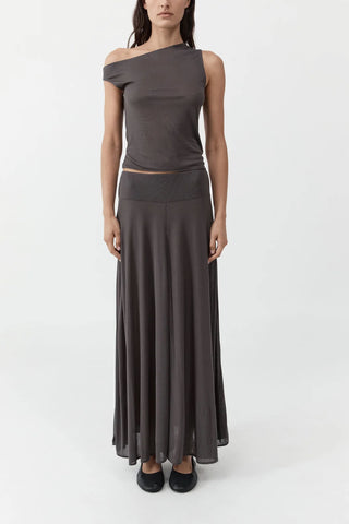 Fine Jersey Asymm Top in Soot