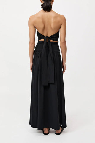 Gathered Strapless Tie Back Dress in Black