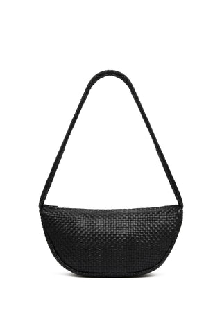 Lattice Weave Crescent Bag in Black
